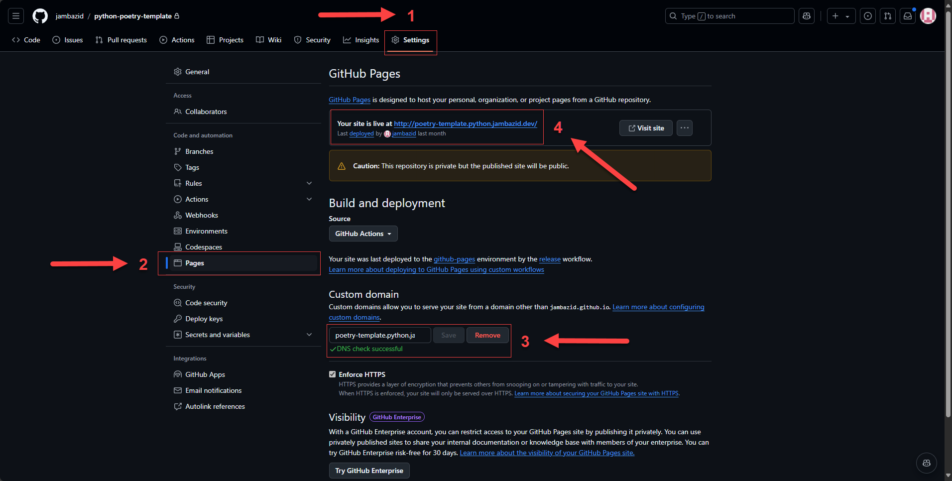GitHub Pages - Settings